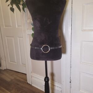 Black Studded Belt W Big O Ring Buckle